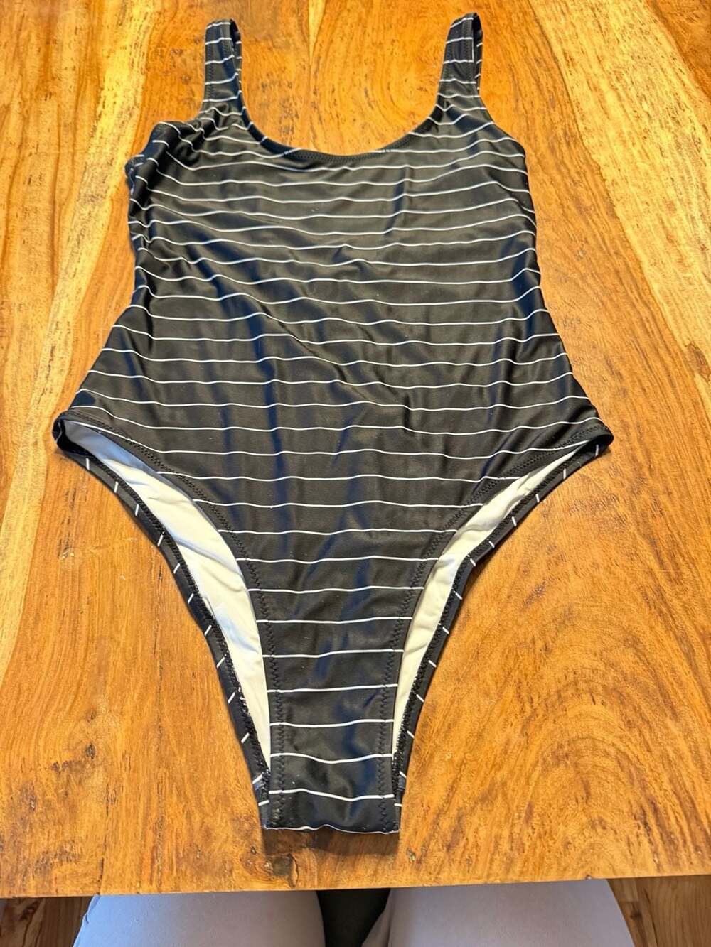 Zyia Active Black Stripe Simplicity One Piece Swimsuit Size L